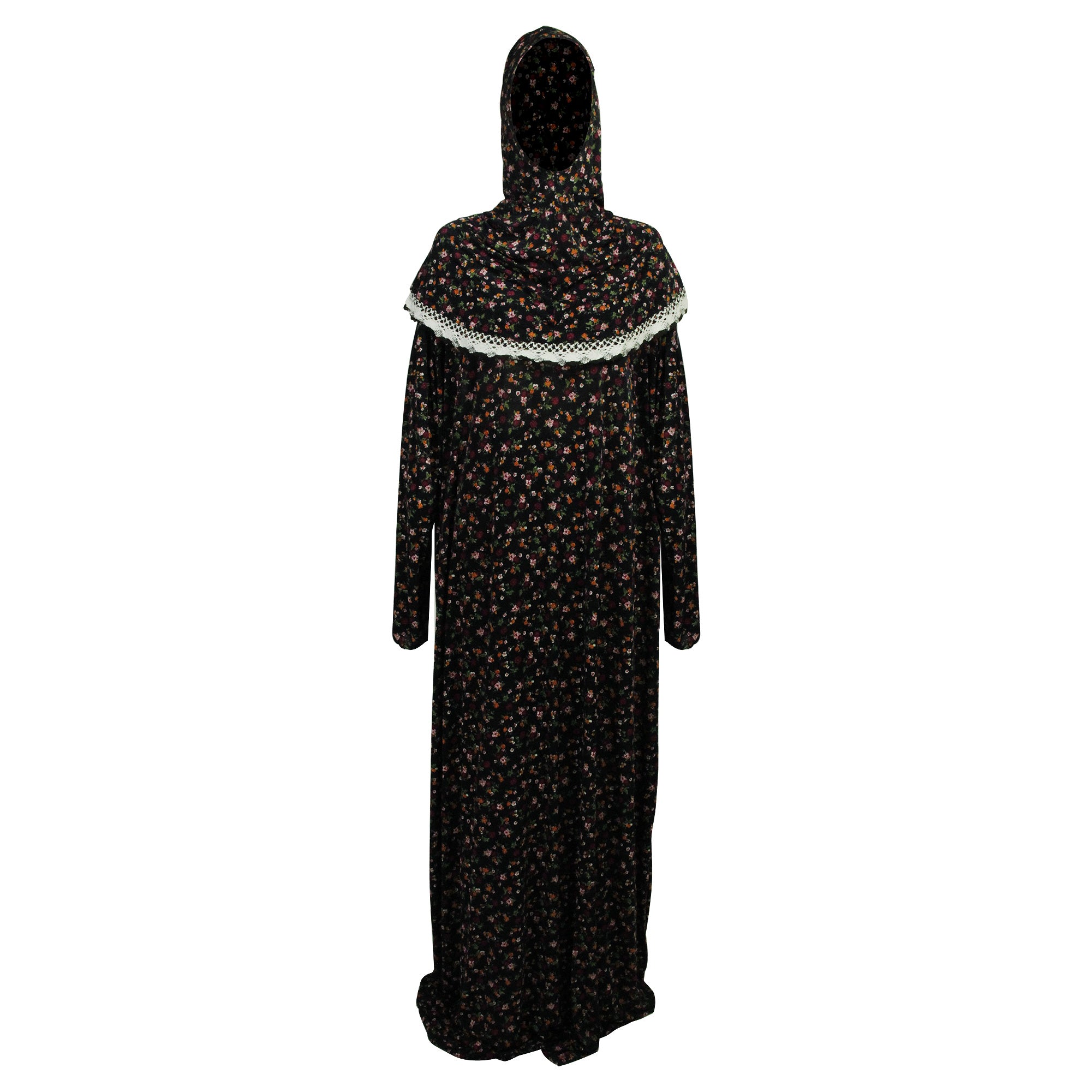 One Size Black Rose Women's Loose Prayer Clothes Abaya Gown With Hijab - Hijaz