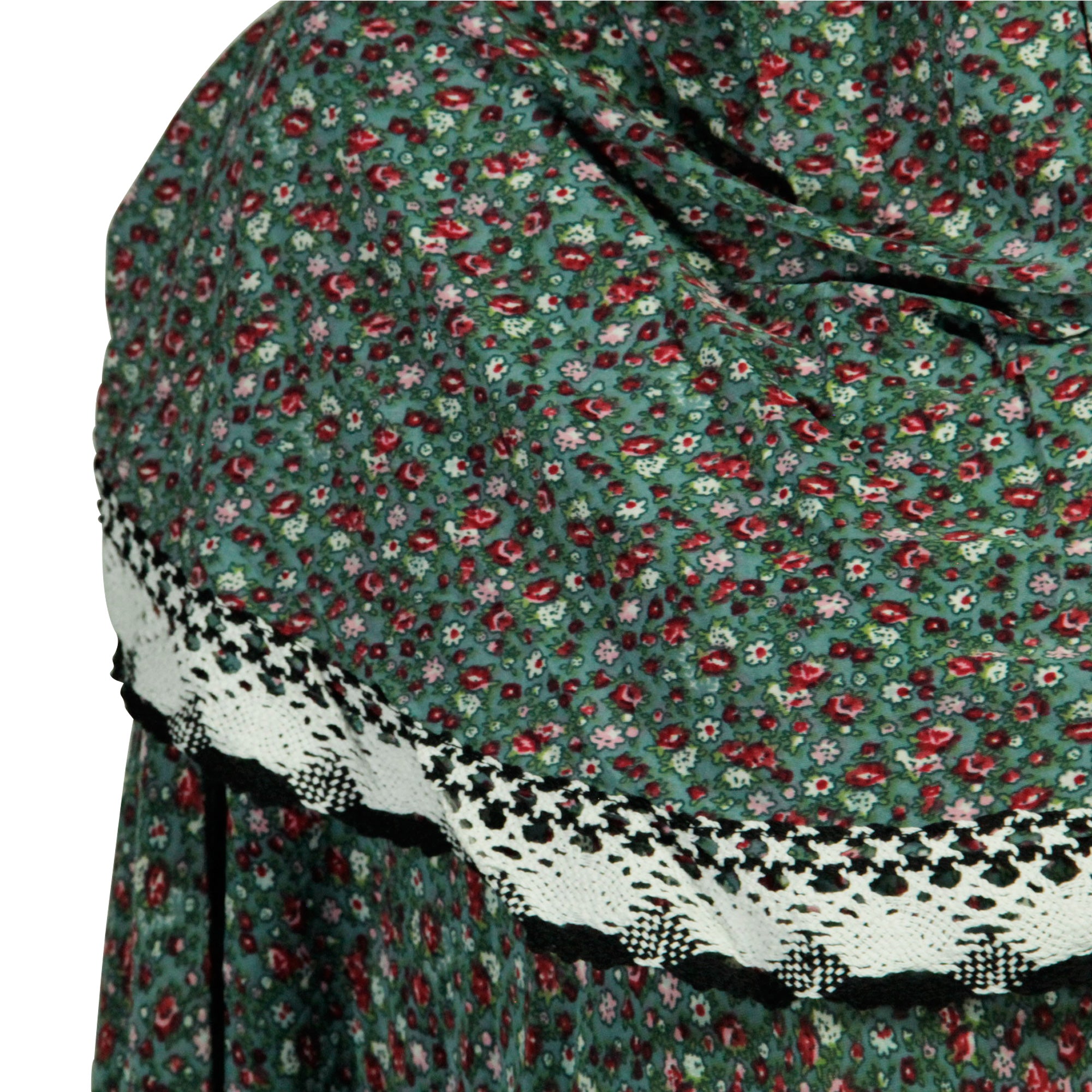 One Size Green Floral Women's Loose Prayer Clothes Abaya Gown With Hijab - Hijaz