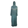 One Size Sky Blue Floral Women's Prayer Clothes Garment Abaya Gown With Hijab - Hijaz