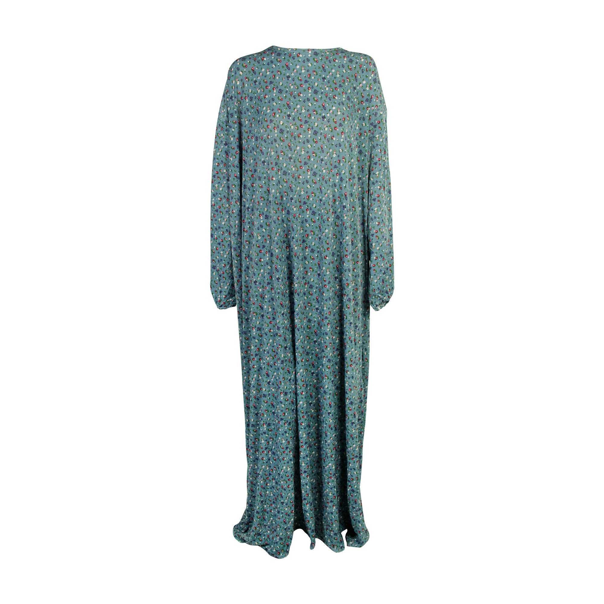One Size Sky Blue Floral Women's Prayer Clothes Garment Abaya Gown With Hijab - Hijaz