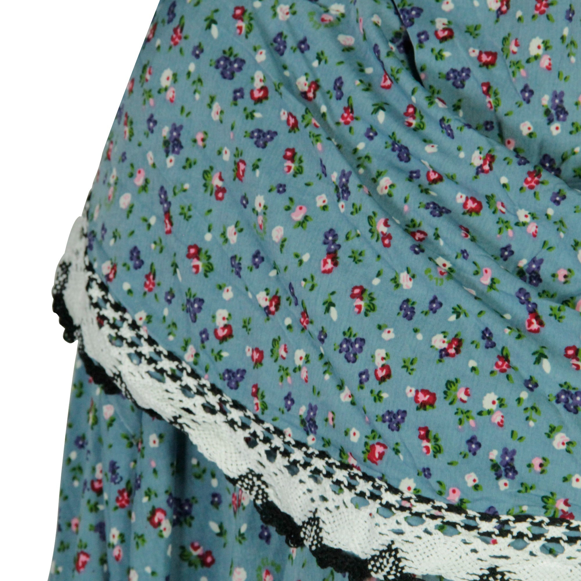 One Size Sky Blue Floral Women's Prayer Clothes Garment Abaya Gown With Hijab - Hijaz