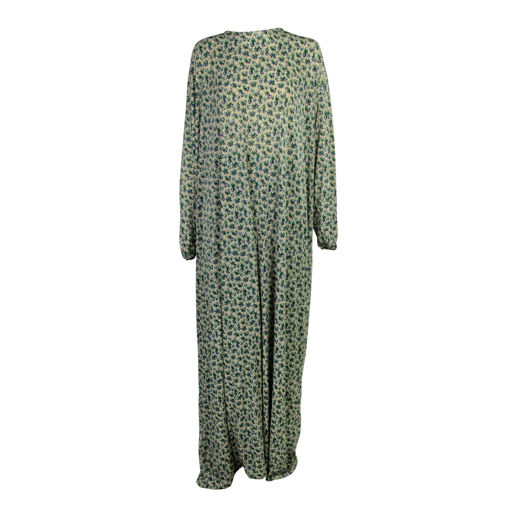 One Size Off White Floral Women's Loose Prayer Clothes Abaya Gown With Hijab - Hijaz