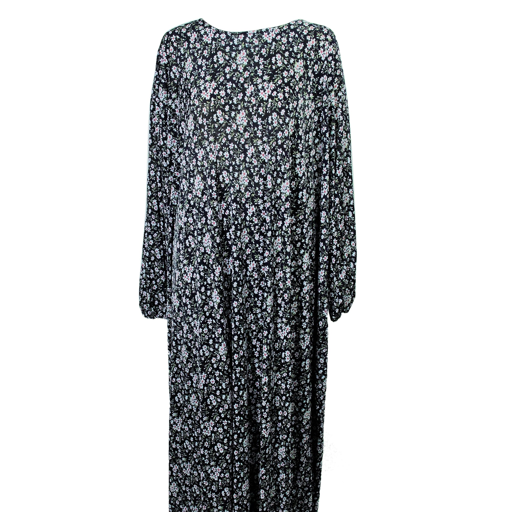 One Size Black White Women's Loose Prayer Clothes Abaya Gown With Slip On Hijab - Hijaz