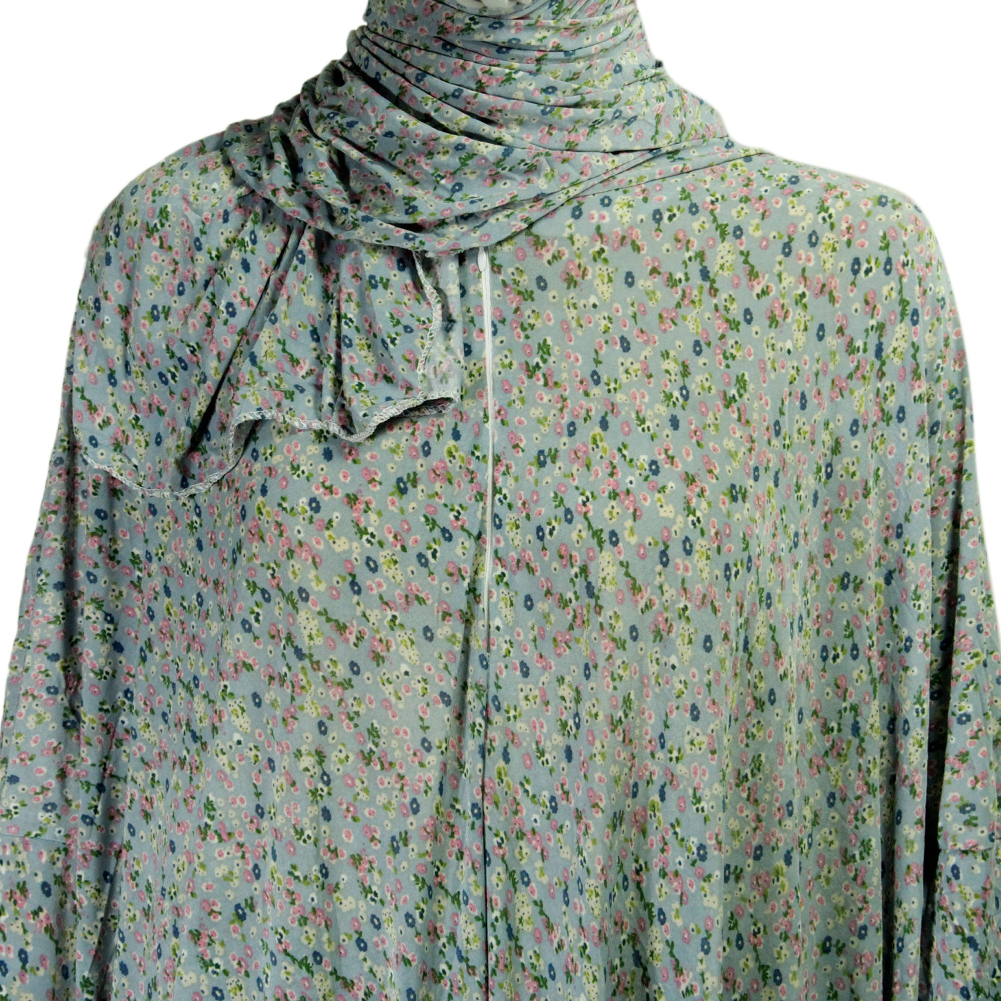 One Size Light Blue Women's Loose Prayer Clothes Abaya Gown With Head Wrap Hijab - Hijaz