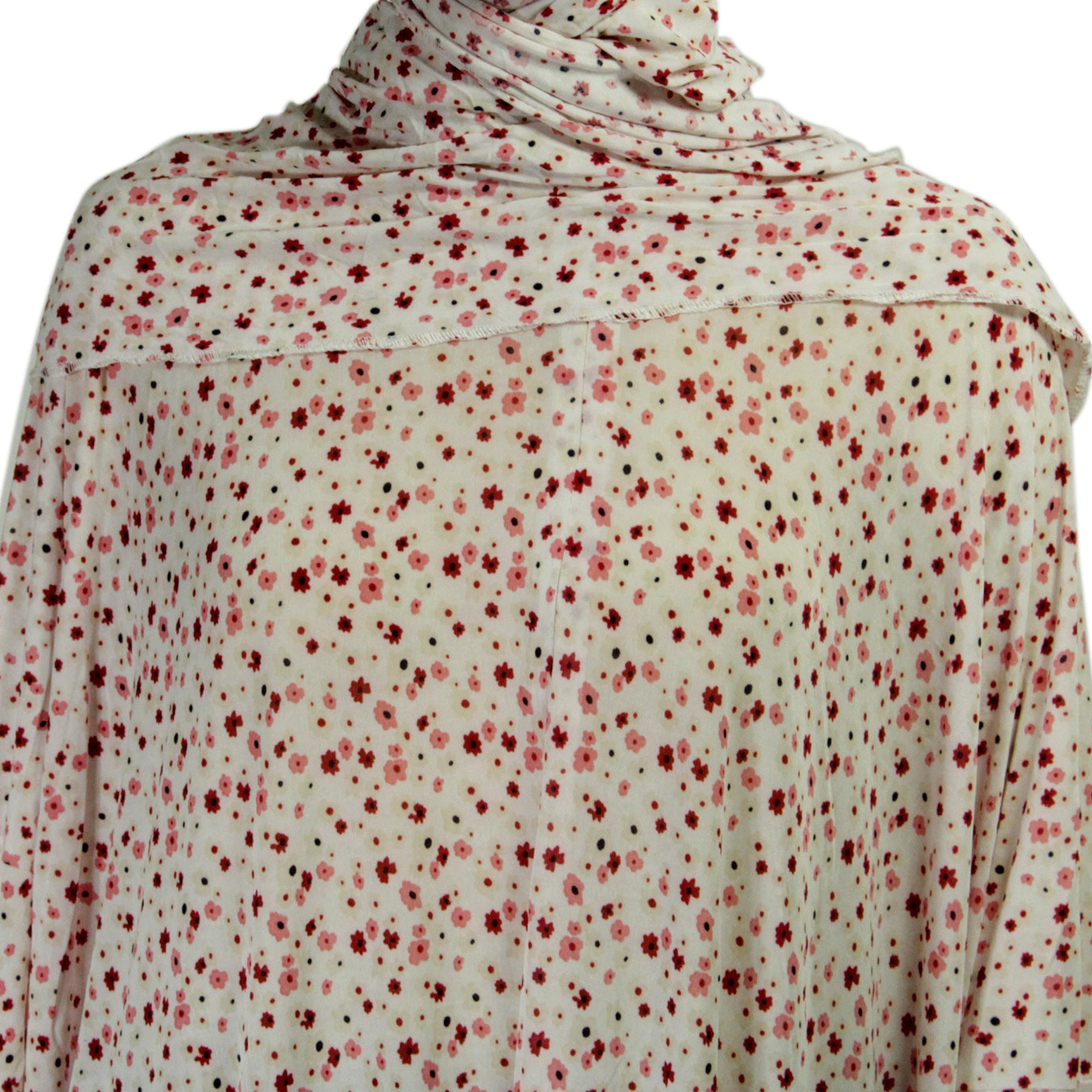 One Size Pink Floral Women's Loose Prayer Clothes Abaya Gown With Wrap Hijab - Hijaz
