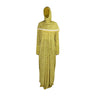 One Size Gold Floral Women's Loose Prayer Clothes Abaya Gown With Wrap Hijab - Hijaz