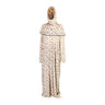 One Size White Rose Women's Loose Prayer Clothes Abaya Gown With Wrap Hijab - Hijaz