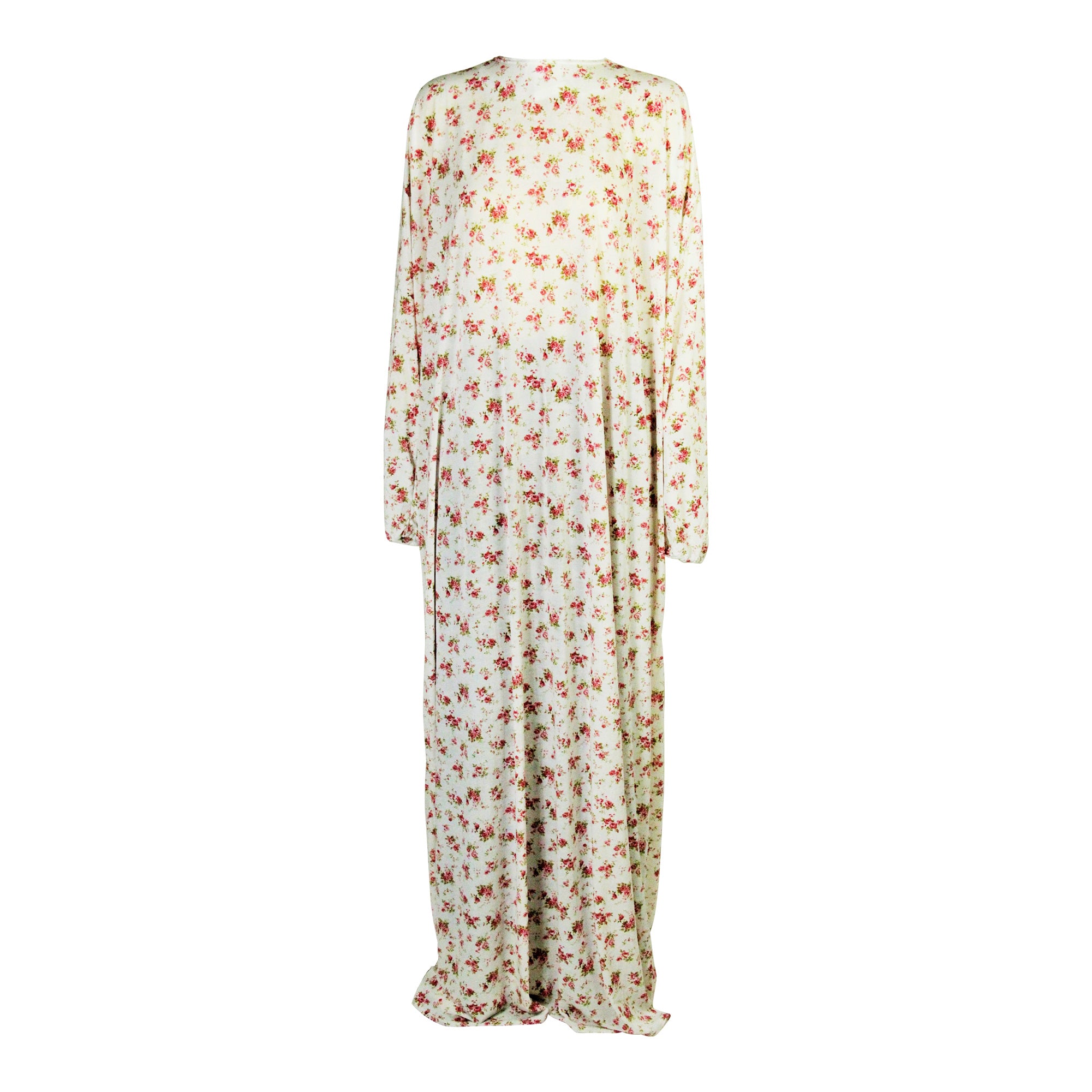 One Size White Rose Women's Loose Prayer Clothes Abaya Gown With Wrap Hijab - Hijaz