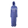 One Size Navy Blue Flower Abaya Women's Loose Prayer Clothes Gown With Wrap Hijab - Hijaz