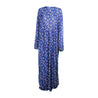 One Size Navy Blue Flower Abaya Women's Loose Prayer Clothes Gown With Wrap Hijab - Hijaz