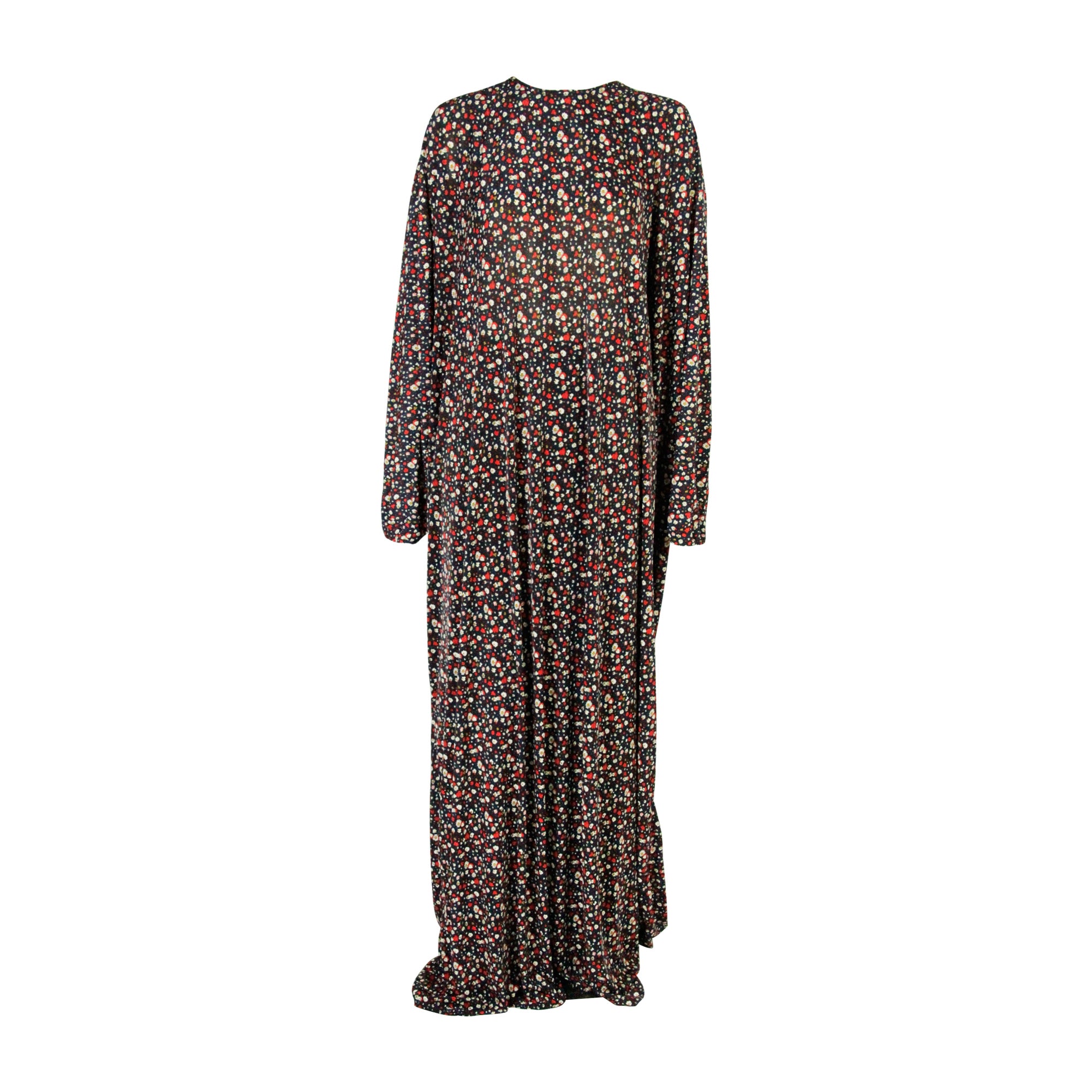 One Size Black Flower Loose Adult Prayer Clothes Abaya Gown With Head Wrap Hijab - Hijaz