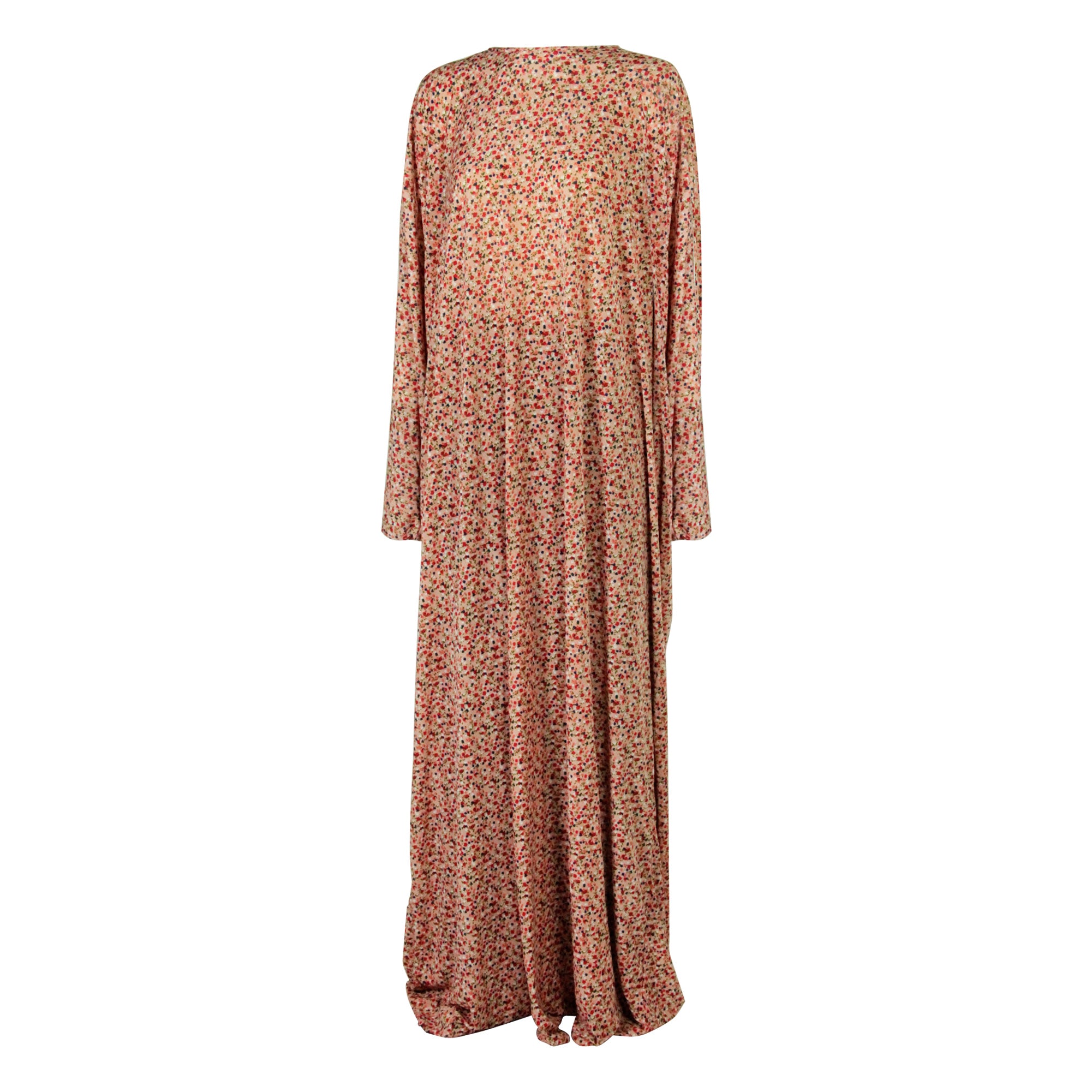 One Size Pink Flower Women's Loose Prayer Clothes Abaya Gown With Hijab - Hijaz