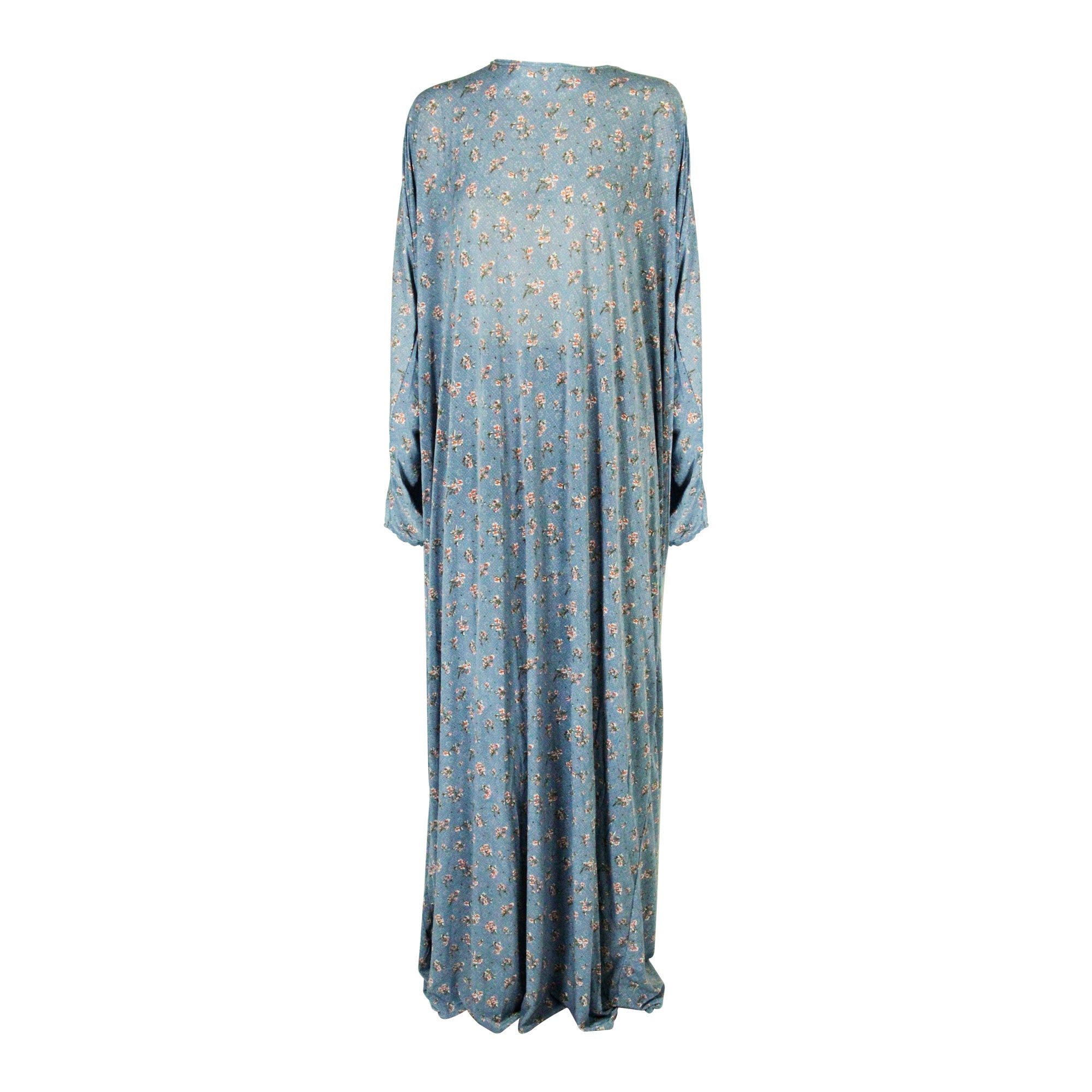 One Size Blue Bouquet Women's Loose Prayer Clothes Abaya Gown With Head Wrap Hijab - Hijaz