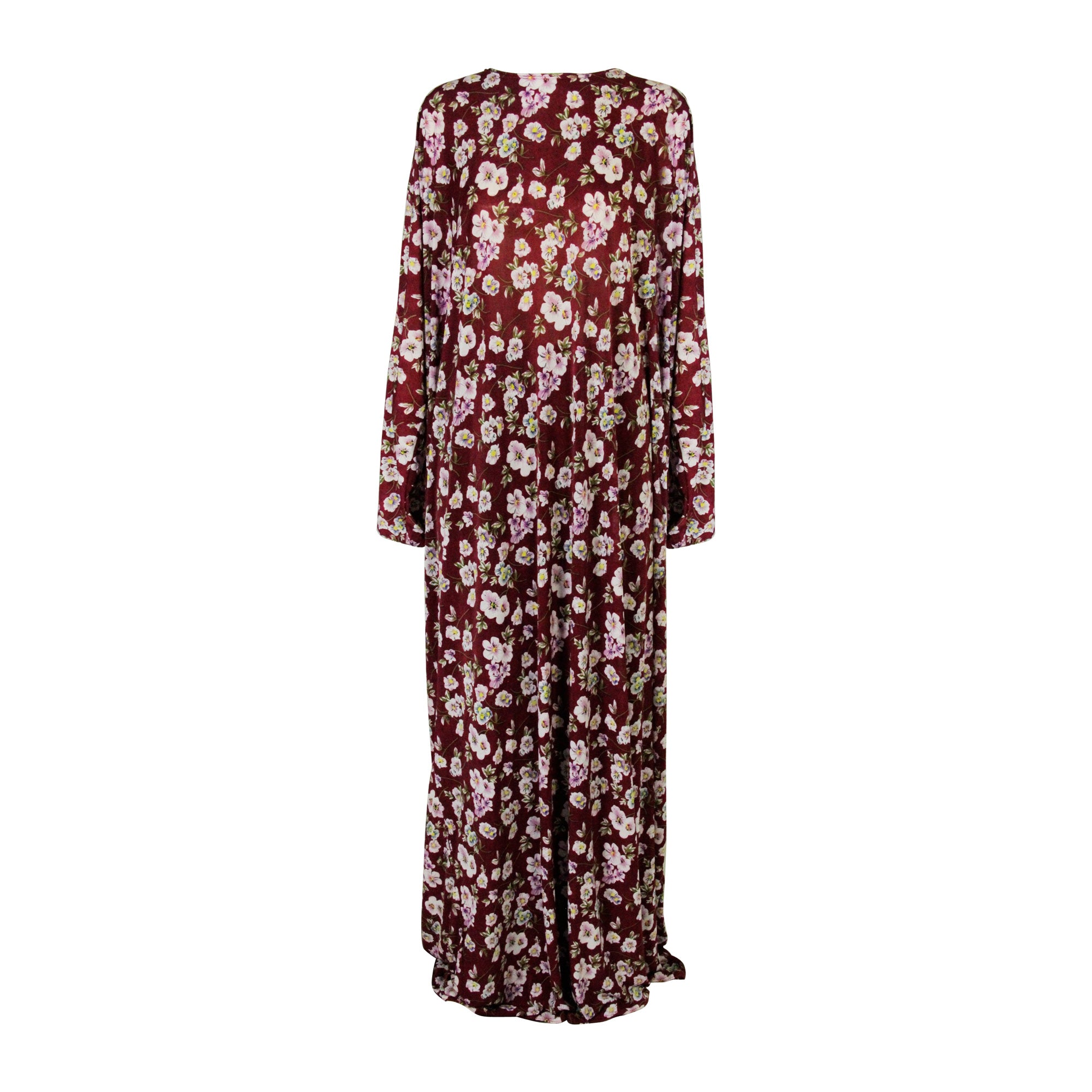 One Size Red Floral Women's Loose Prayer Clothes Abaya Gown With Hood Hijab - Hijaz