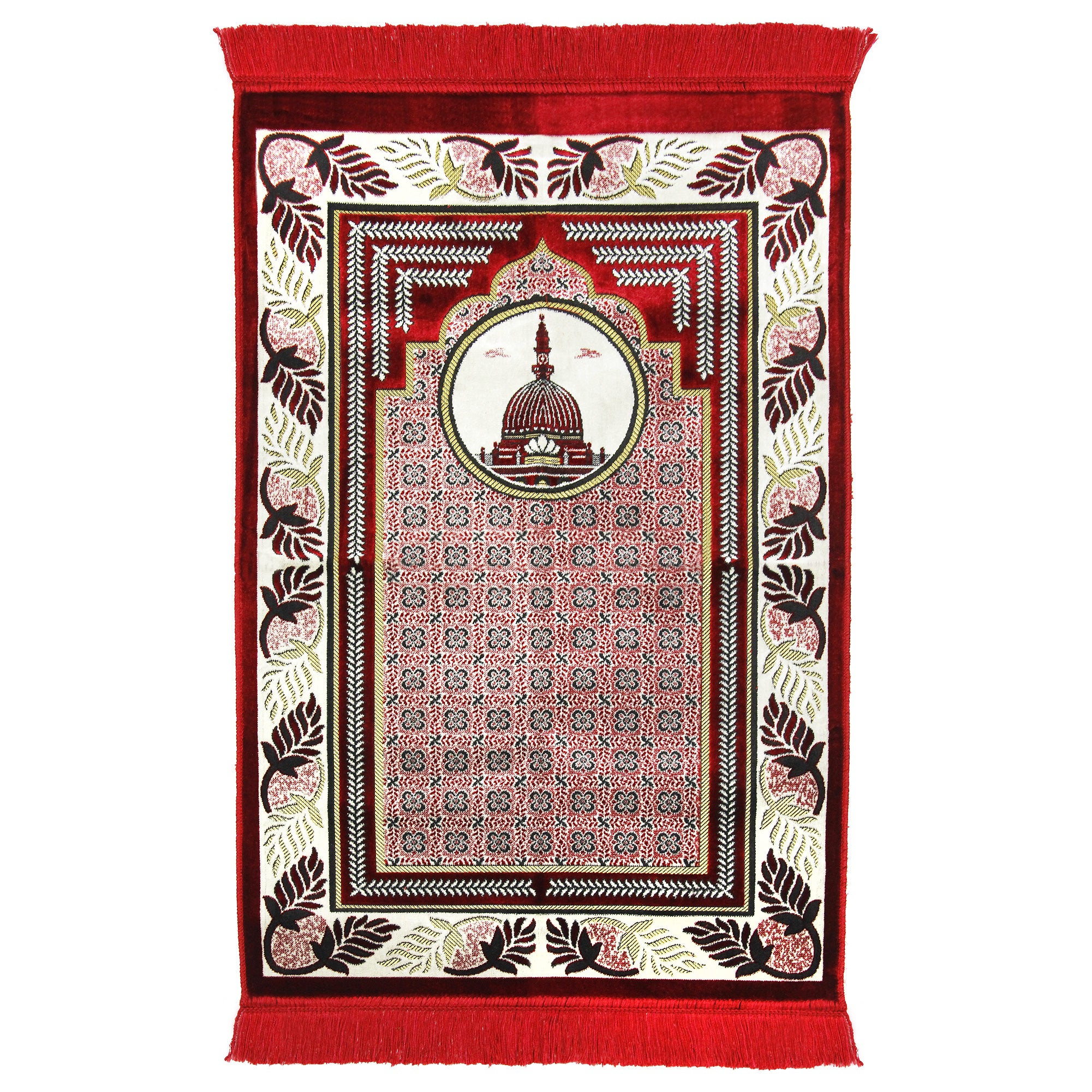 Red Medina Nabawi Turkish Prayer Rug with Tile Archway Design - PM793 ...