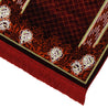 Red and Orange Suede Authentic Turkish Prayer Rug with Mesh Archway Red Tassles - Hijaz