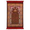 Red and Orange Suede Prayer Rug with Pillar and Nabawi Image Red Tassles - Hijaz