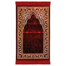 Red Suede Single Nemazlik Authentic Turkish Prayer Rug with Orange Border - Hijaz