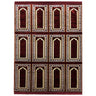 Twelve Person Red and Gold Simple Archway Three Layer Family Prayer Rug - Hijaz
