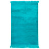 Solid Janamaz Sajadah Cyan Blue Color Turkish Velour Prayer Rug with Tassels - Hijaz