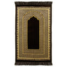 Gold Candy Stripe Border Authentic Turkish Prayer Rug with Tassles - Hijaz
