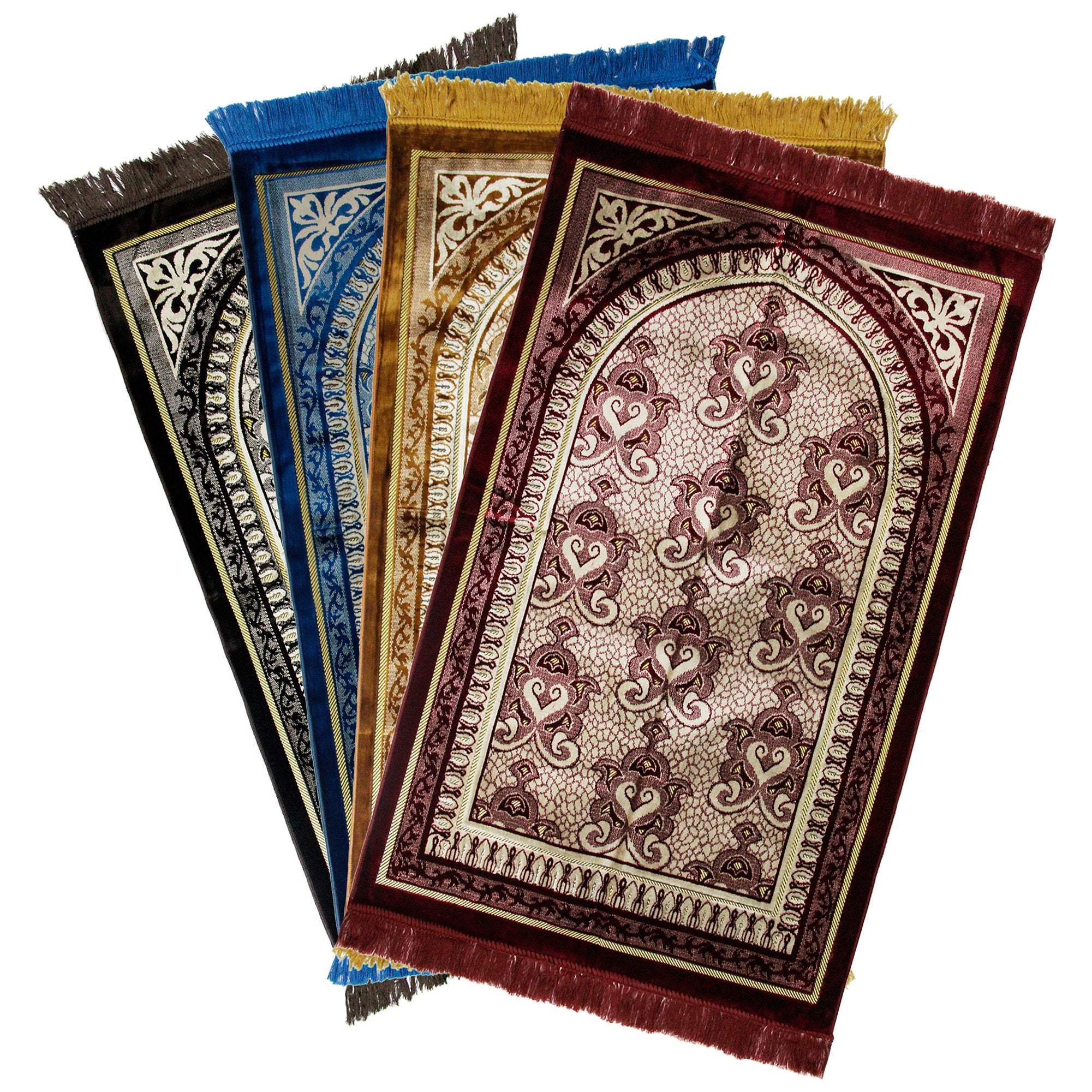 Extra Wide Royal Blue Marble Large Prayer Rug Sajada Mat Gold Archway Border - Hijaz