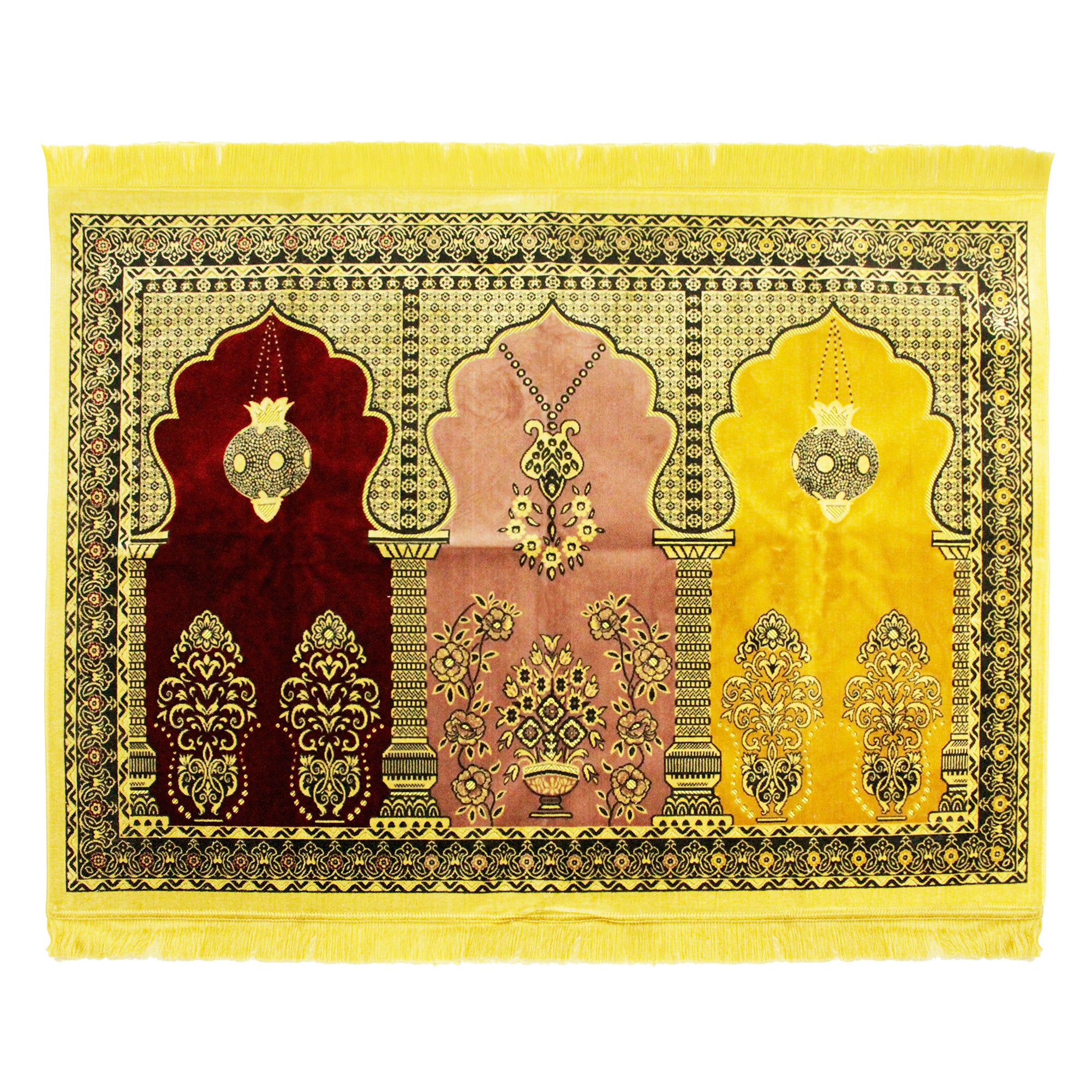 Tricolor Lantern Three Person Large Extra Large Family Prayer Rug Sajadah Mat - Hijaz