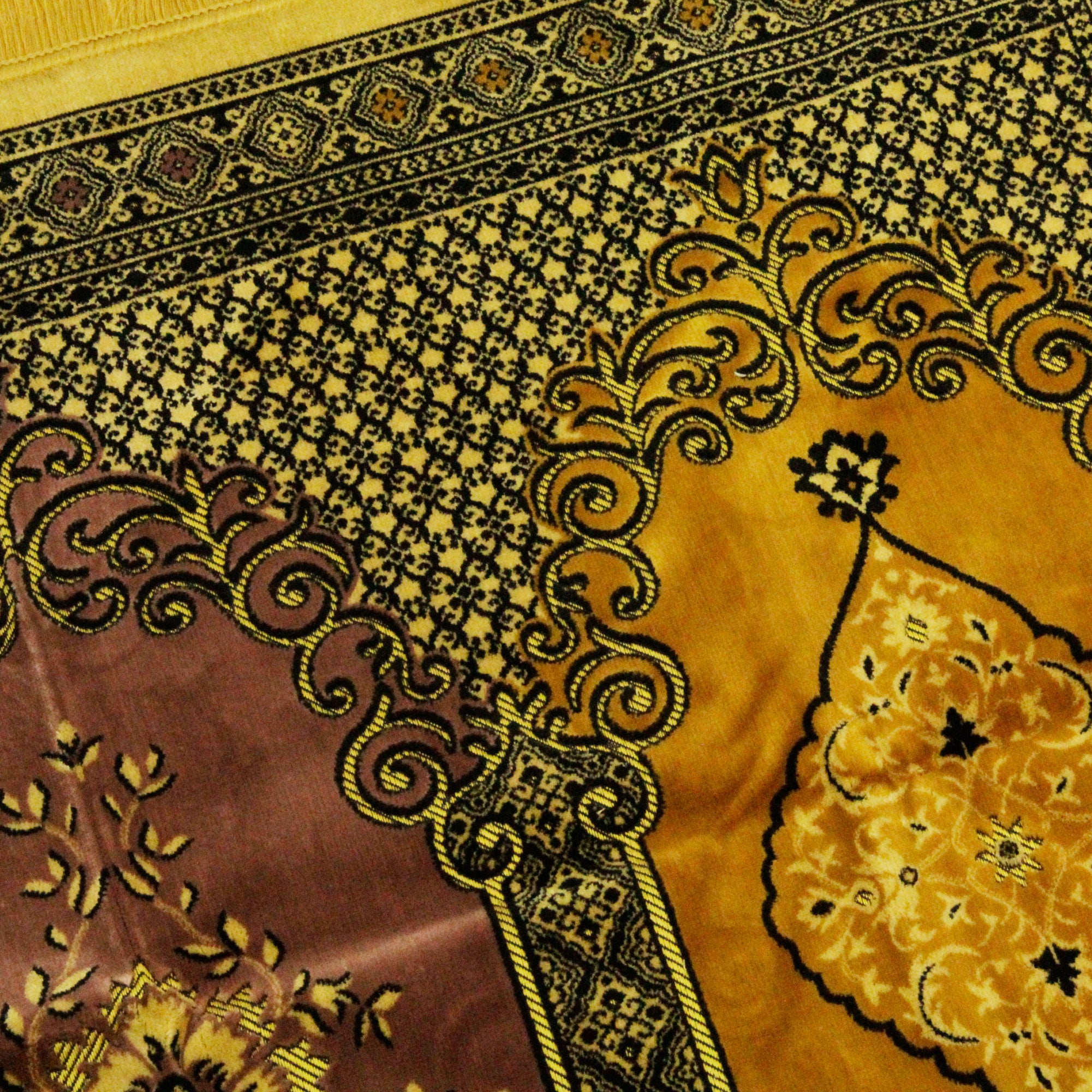 Tricolor Turkish Three Person Soft Extra Large Family Prayer Rug Sajadah Mat - Hijaz