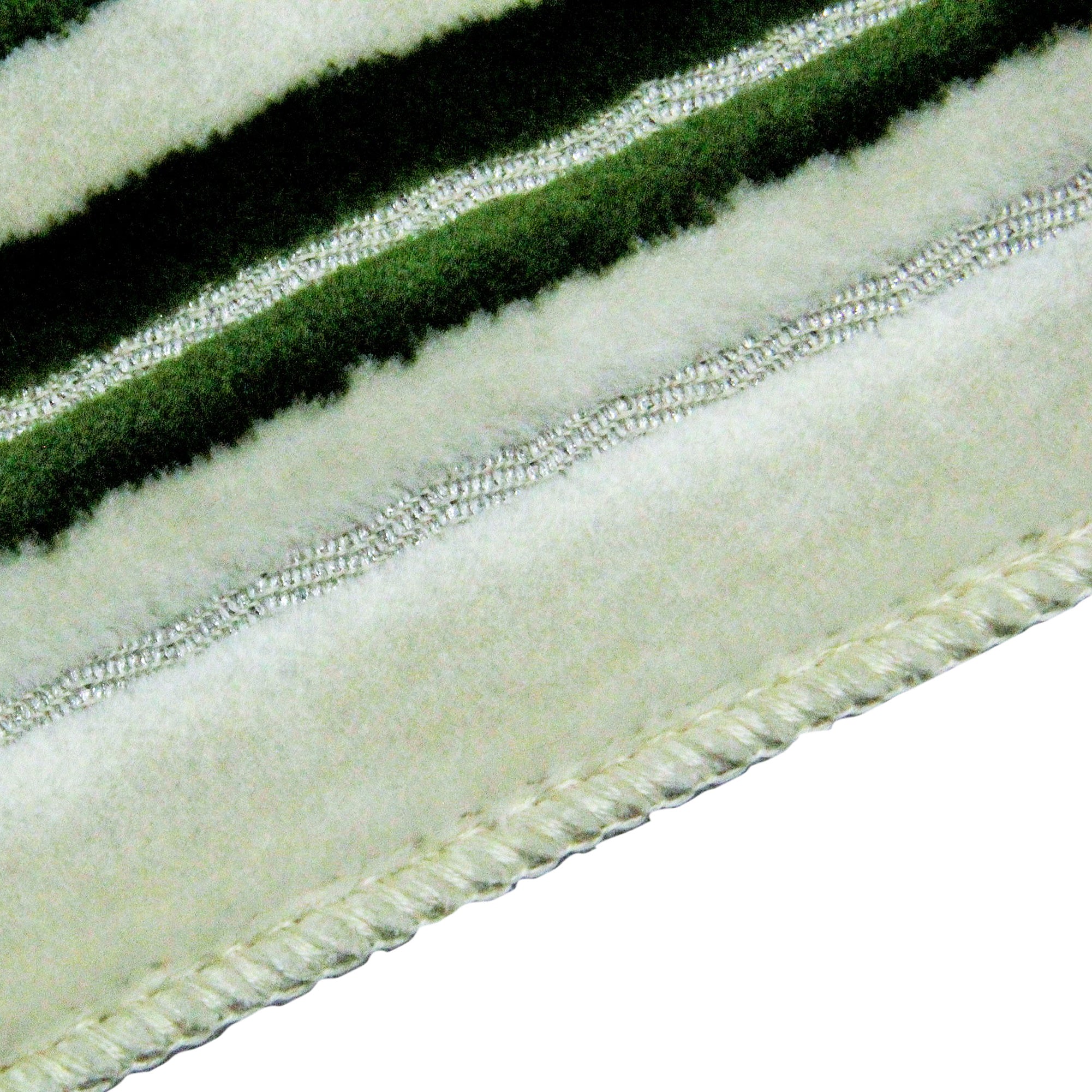White and Green Premium Soft Extra Wide Turkish Prayer Rug Sajada Silver Trim - Hijaz