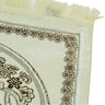 White and Brown Premium Soft Extra Wide Turkish Prayer Rug Sajada Silver Trim - Hijaz
