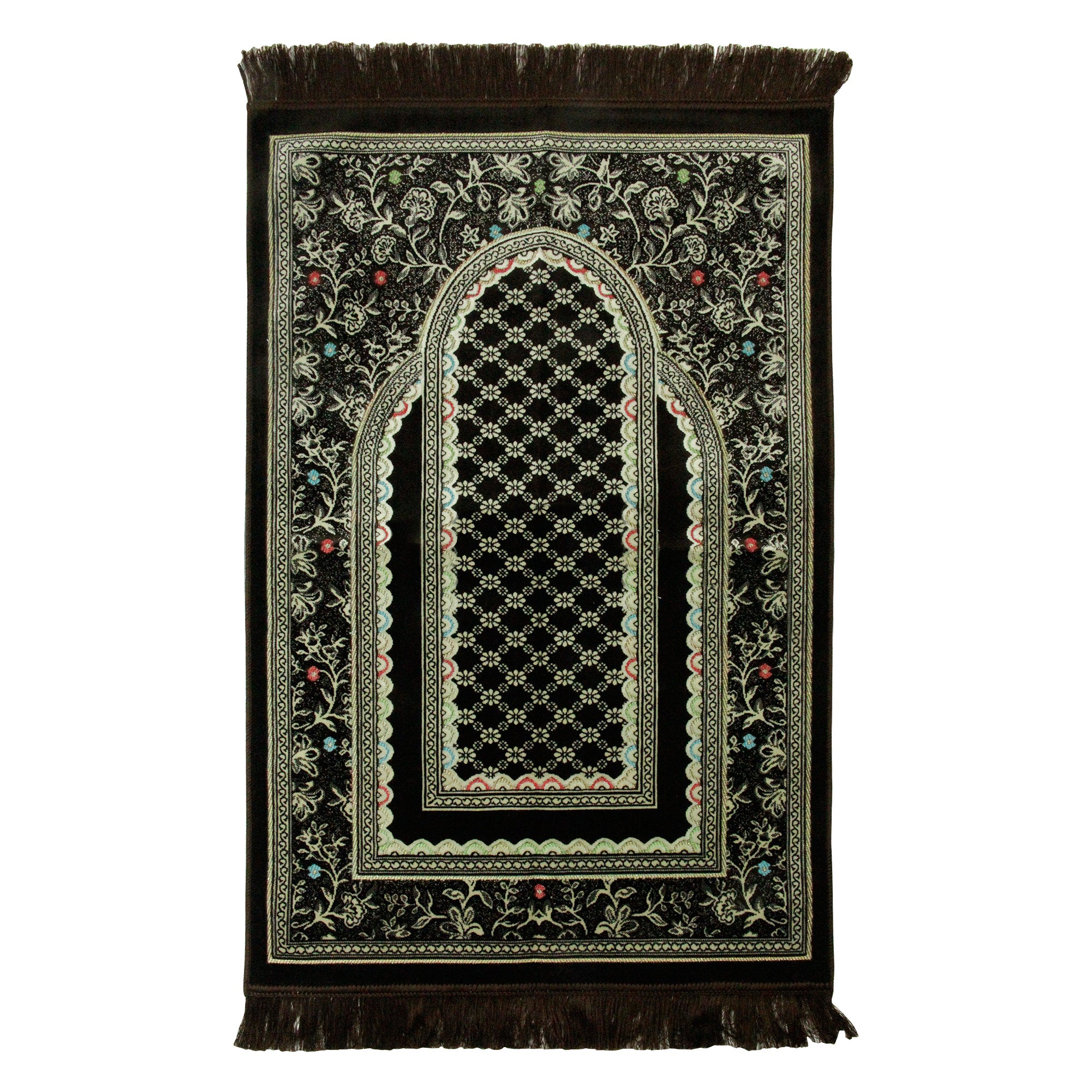 Dark Brown Double Archway Soft Wide Authentic Turkish Plush Prayer Rug Sajada - Hijaz