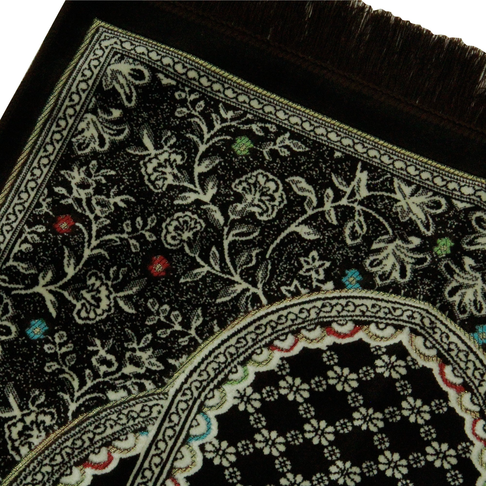 Dark Brown Double Archway Soft Wide Authentic Turkish Plush Prayer Rug Sajada - Hijaz
