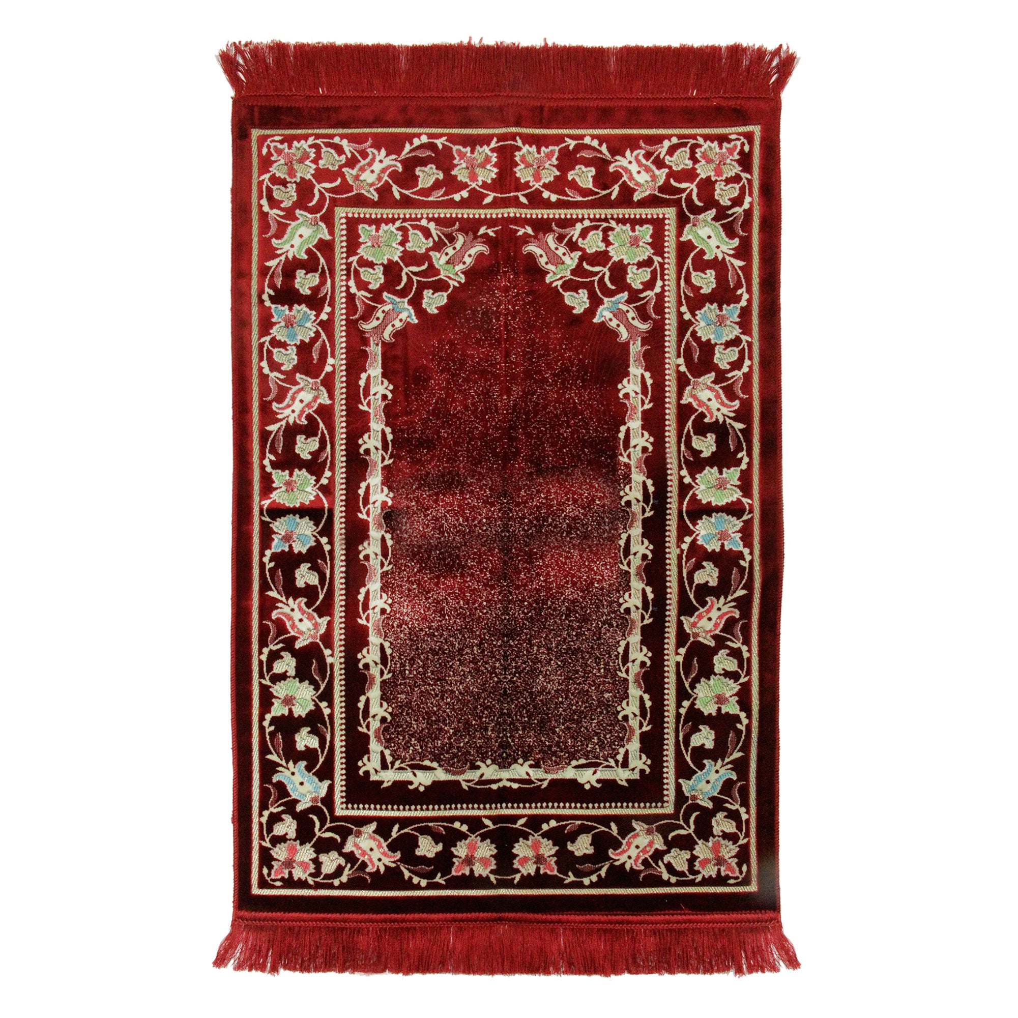 Cherry Red Flower Archway Border Authentic Turkish Prayer Rug Sajada - Hijaz