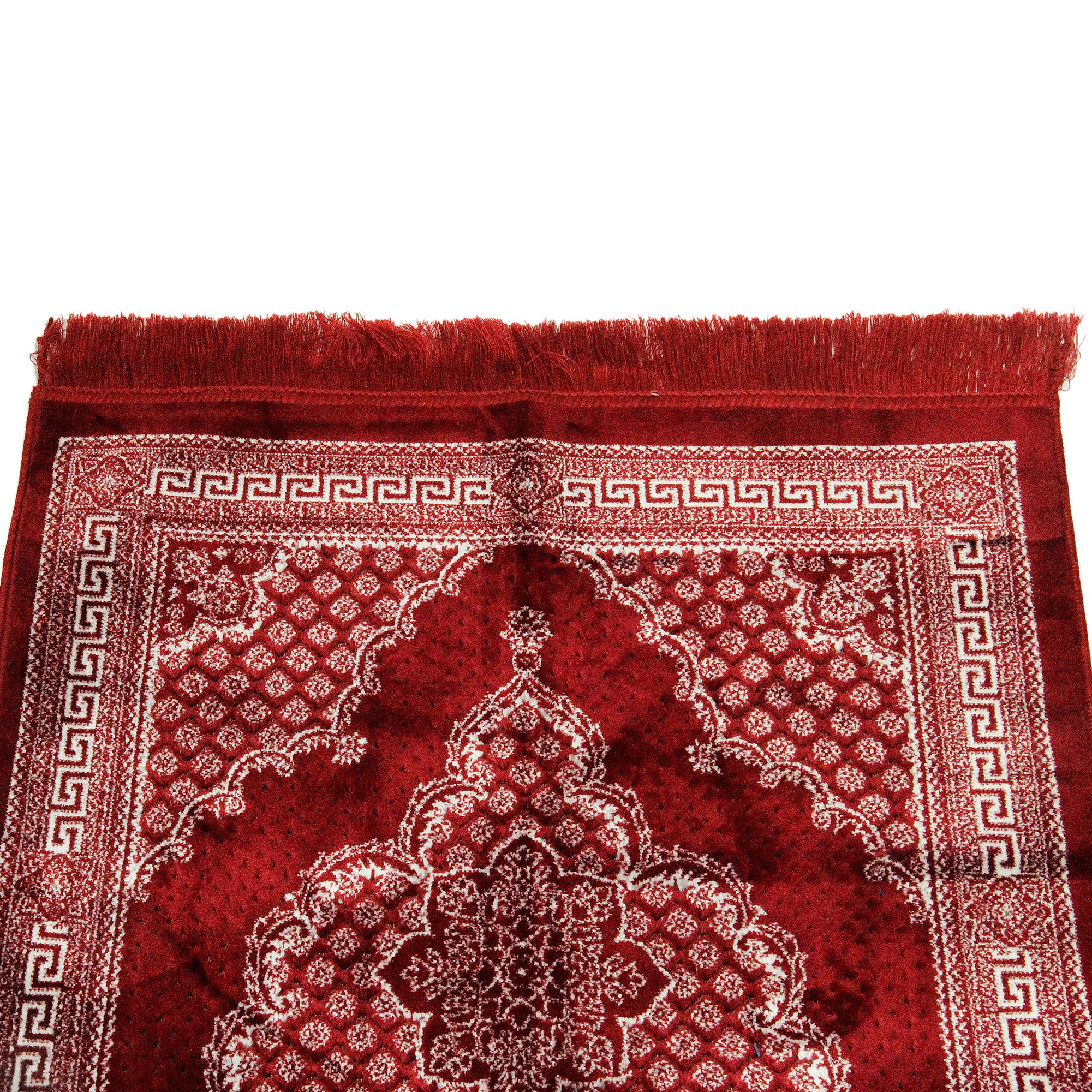 Red White Lotus Archway Border Authentic Turkish Prayer Rug Sajada - Hijaz