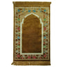Light Brown Turkish Multicolor Border Prayer Rug Sajada Mat with Tassles - Hijaz