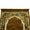 Light Brown Turkish Multicolor Border Prayer Rug Sajada Mat with Tassles - Hijaz