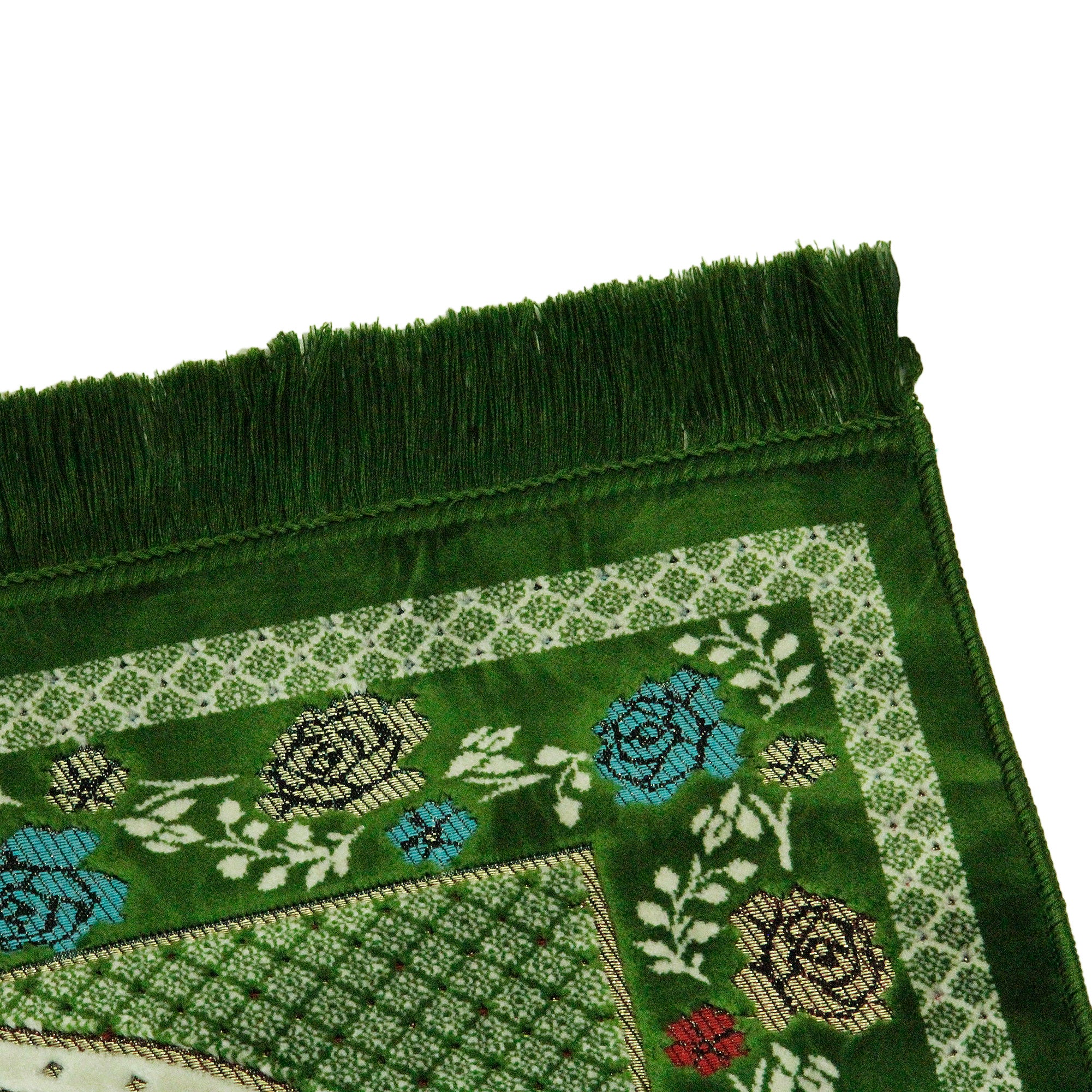 Green Multicolor Flower Border Authenitc Turkish Prayer Rug 2.4' x 3.5' Sajada Mat - Hijaz