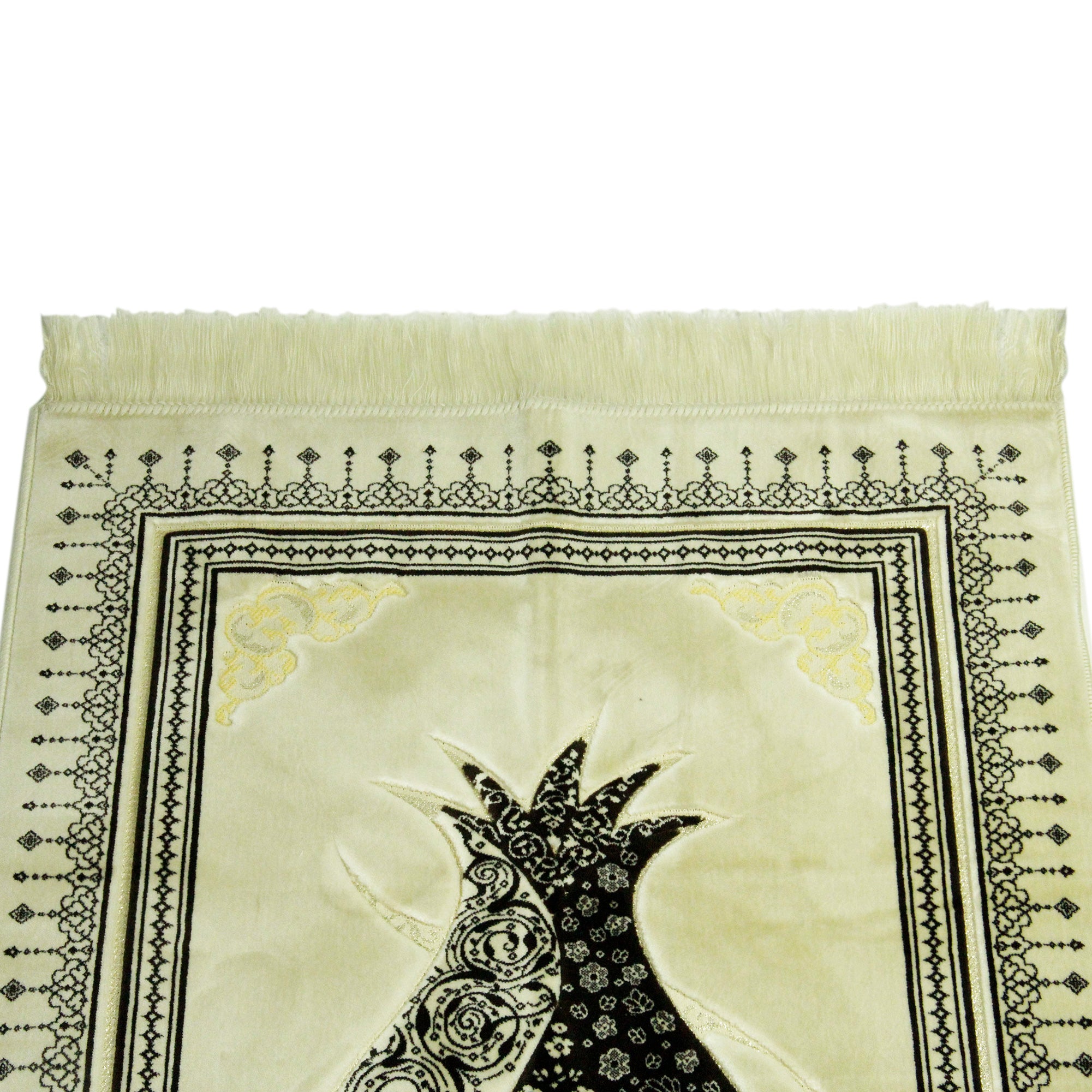 White and Brown Premium Ultra Soft Authenitc Turkish Prayer Rug 2.5' x 3.5' Sajada Mat - Hijaz