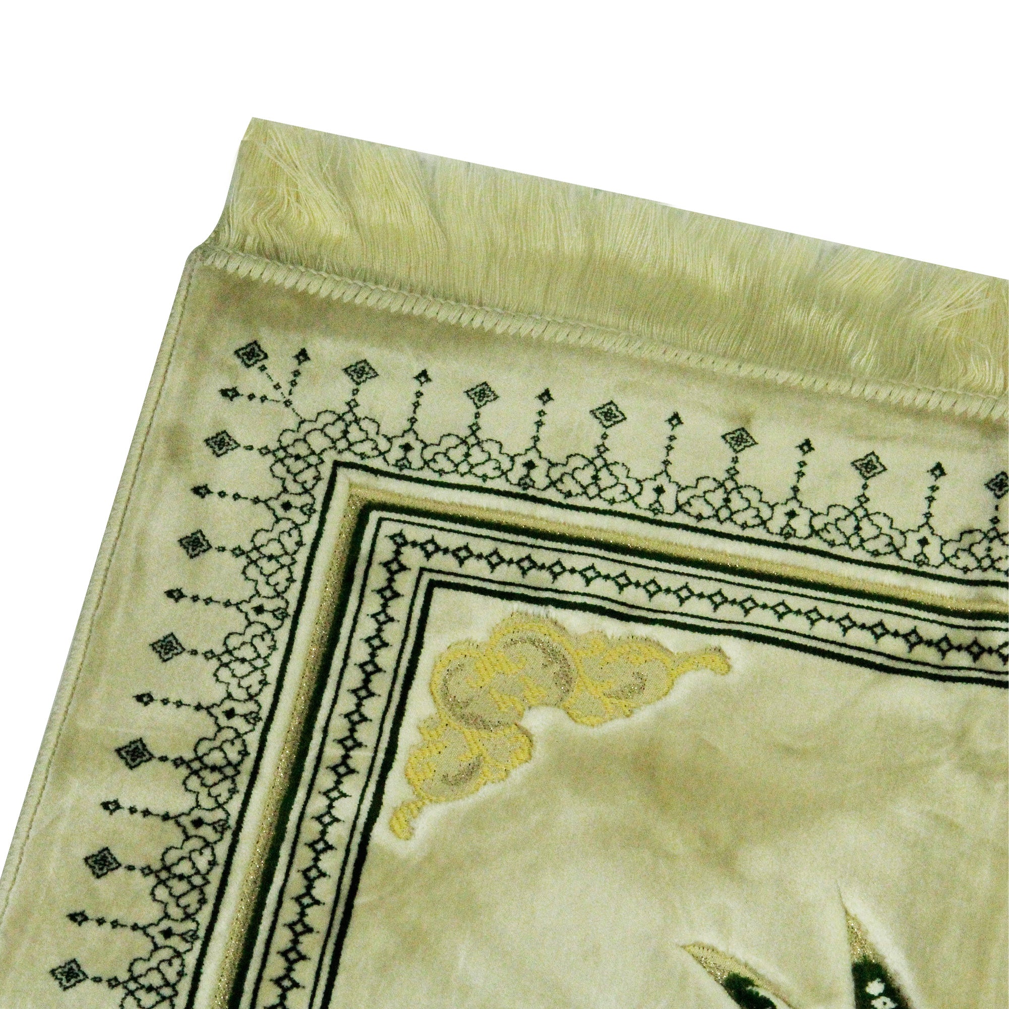 White and Green Premium Ultra Soft Authenitc Turkish Prayer Rug 2.5' x 3.5' Sajada Mat - Hijaz