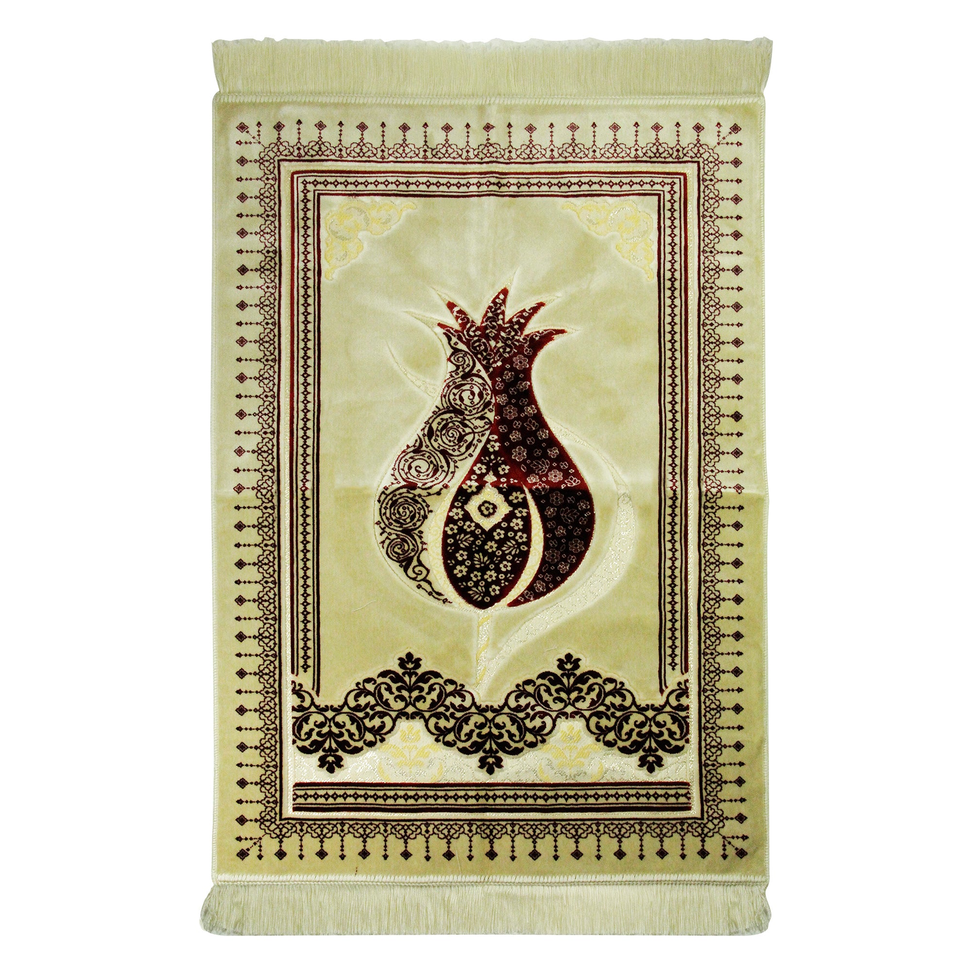 White and Red Premium Ultra Soft Authenitc Turkish Prayer Rug 2.5' x 3.5' Sajada Mat - Hijaz