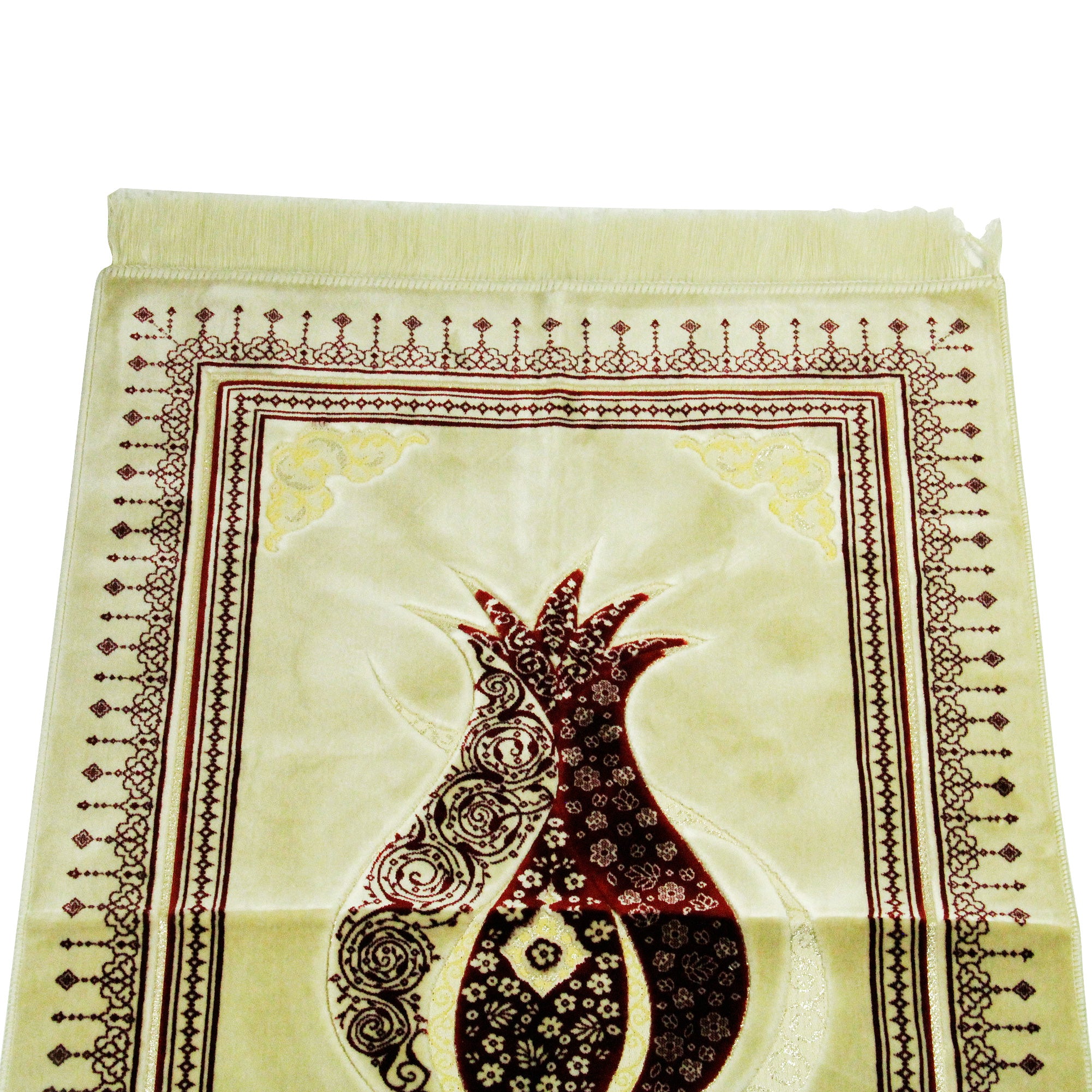 White and Red Premium Ultra Soft Authenitc Turkish Prayer Rug 2.5' x 3.5' Sajada Mat - Hijaz