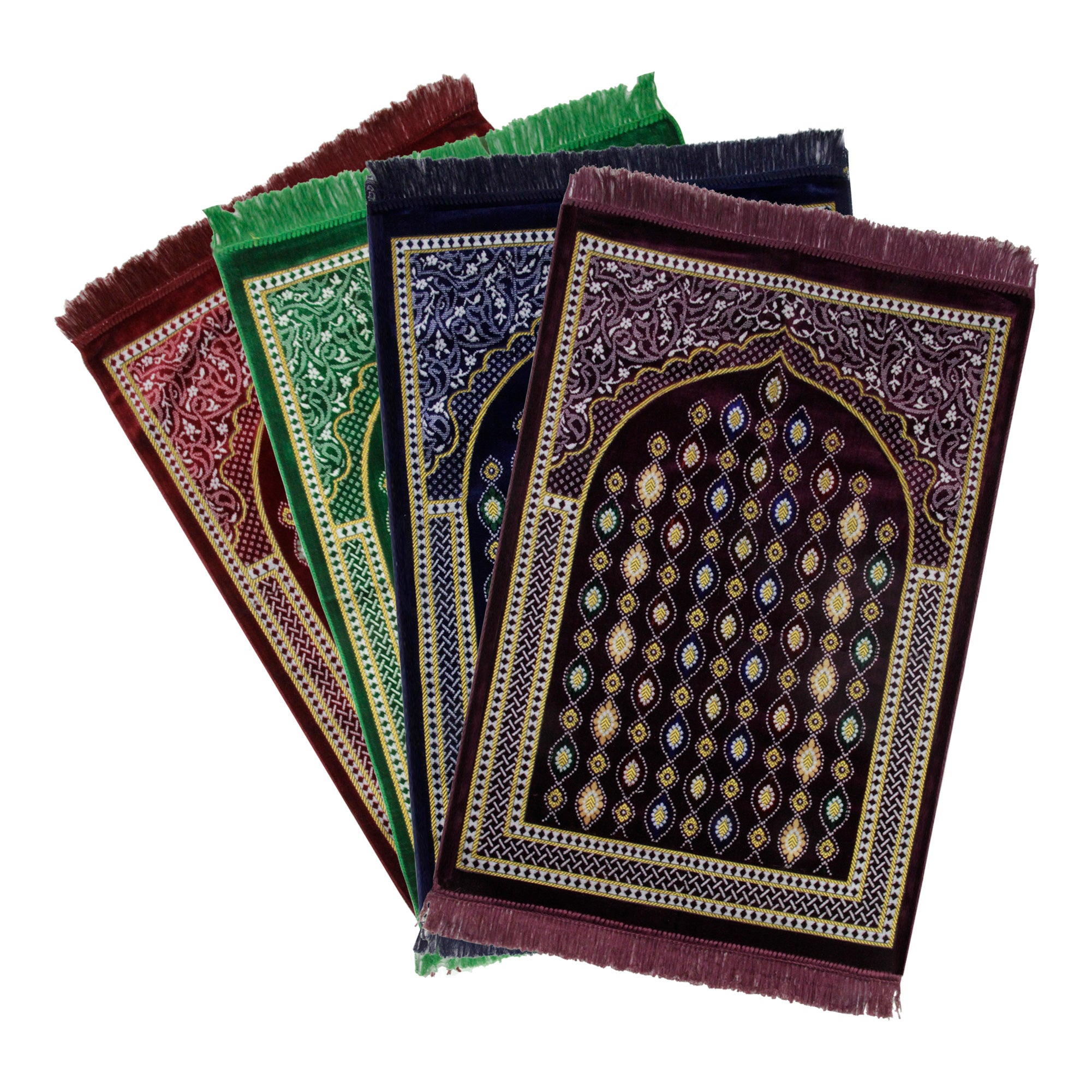 Turkish Gold Border Lantern Design Soft Lightweight Prayer Rug - Hijaz