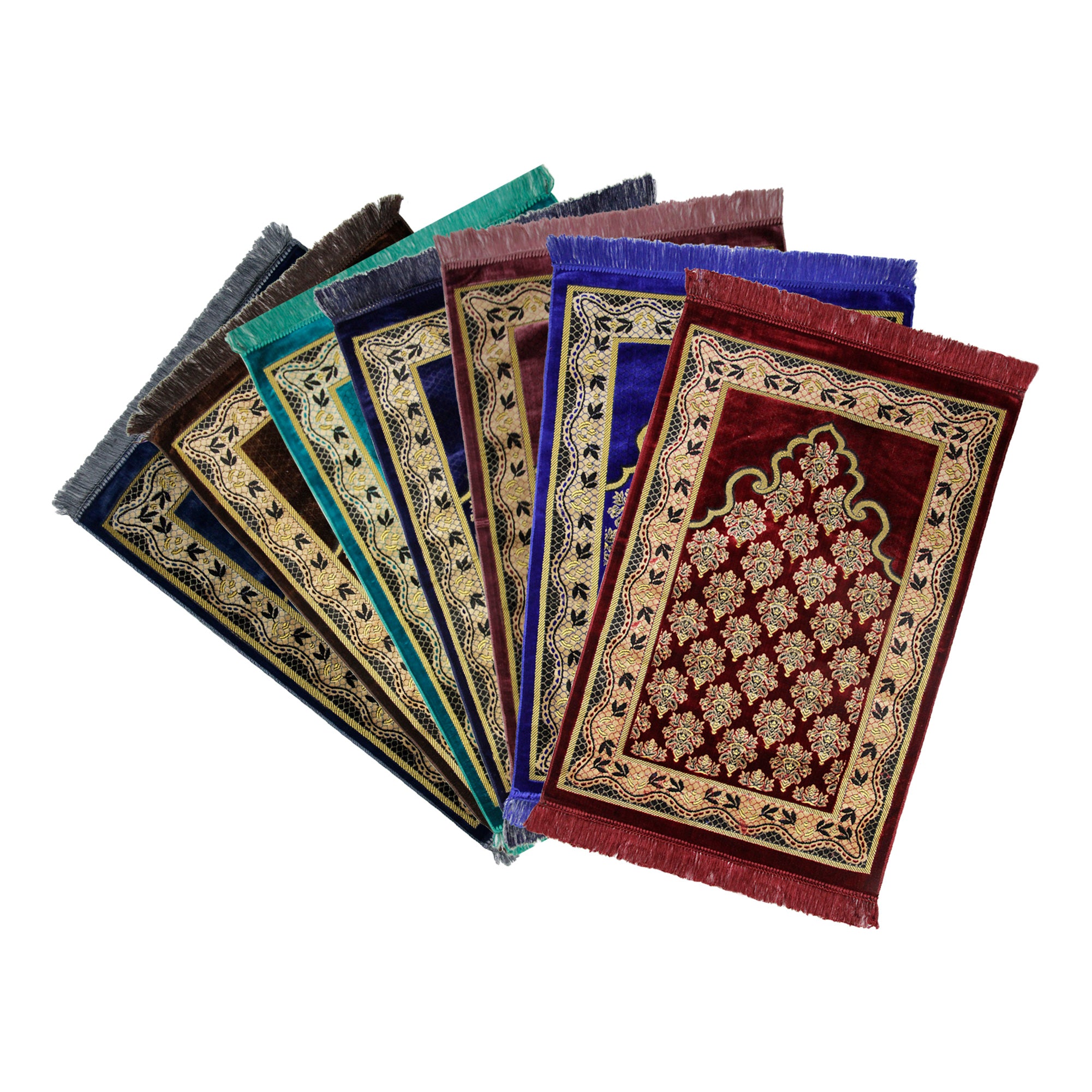 Turkish Gold Border Bouqet Design Soft Lightweight Prayer Rug - Hijaz