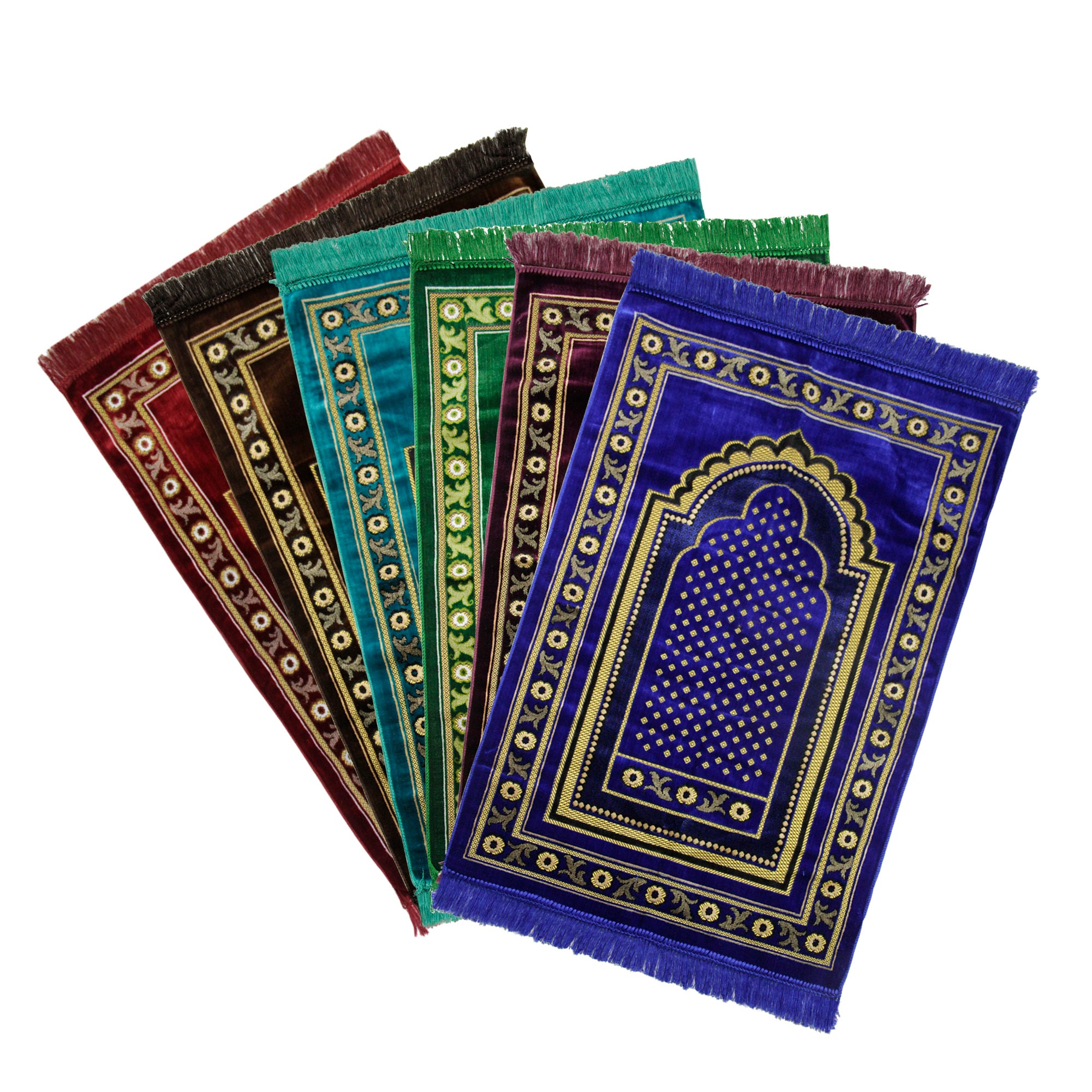 Turkish Gold Archway Border Bouqet Design Soft Lightweight Prayer Rug - Hijaz