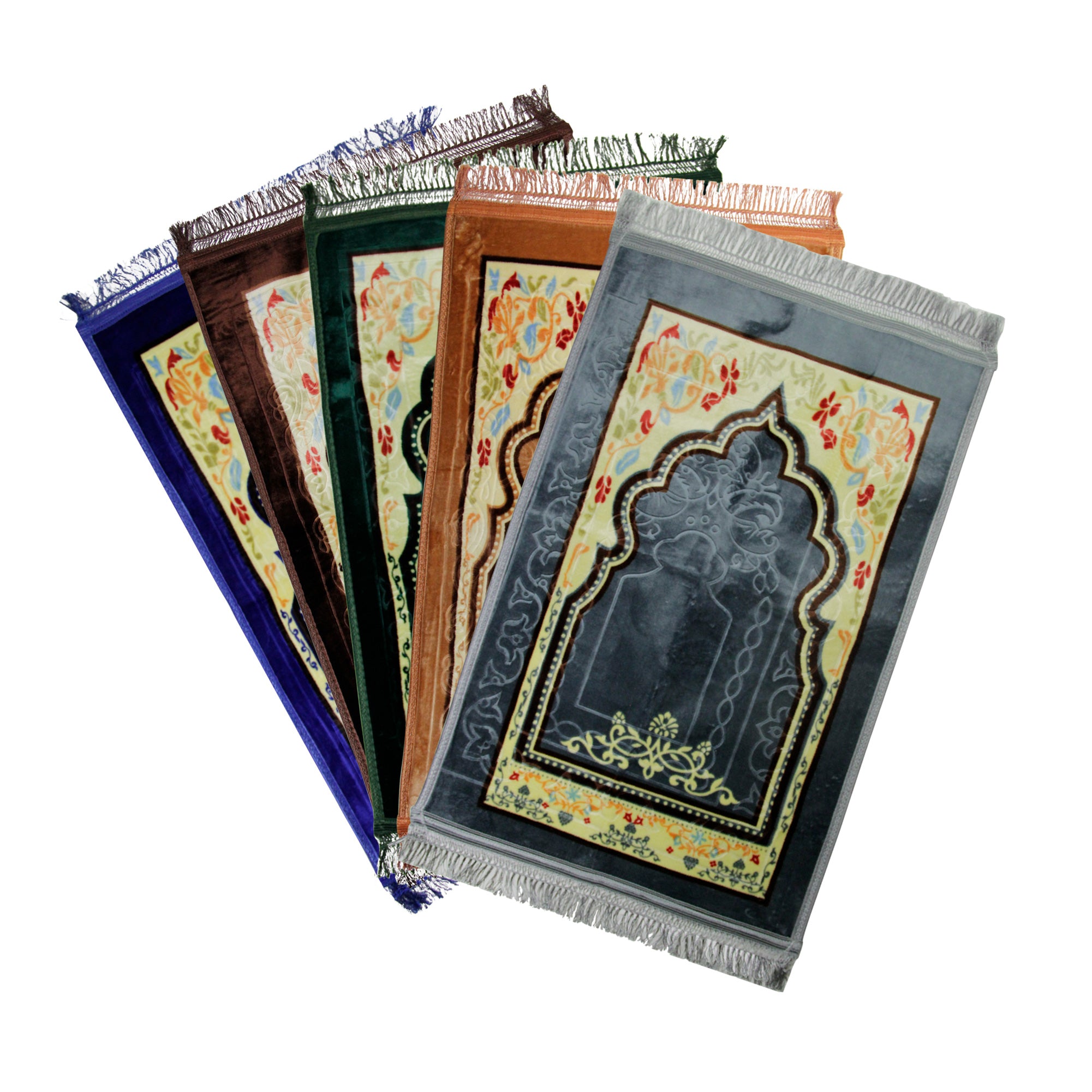 Turkish Luxurious Gold Archway Border Ultra Soft Padded Prayer Rug - Hijaz
