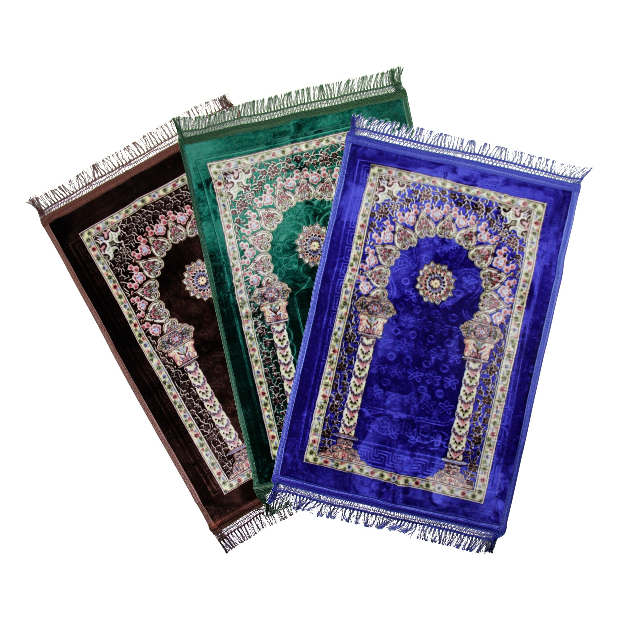 Turkish Luxurious Floral Archway Border Soft Padded Prayer Rug - Hijaz