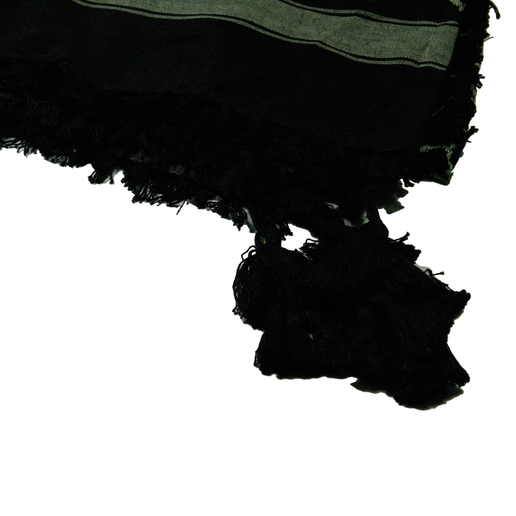 Black and Pine Green Shemagh Tactical Desert Scarf Keffiyeh with Tassles - Hijaz
