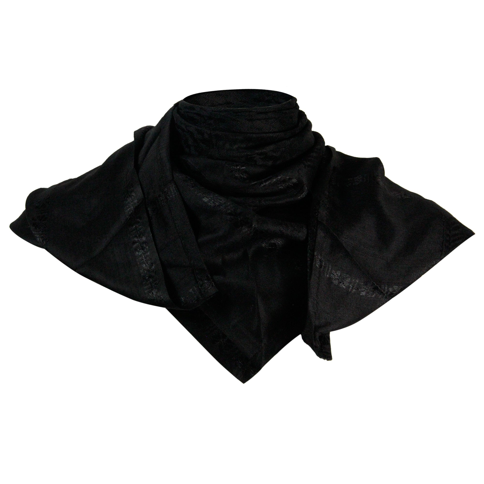 Solid Plain Black Shemagh Tactical Desert Scarf Keffiyeh - Hijaz
