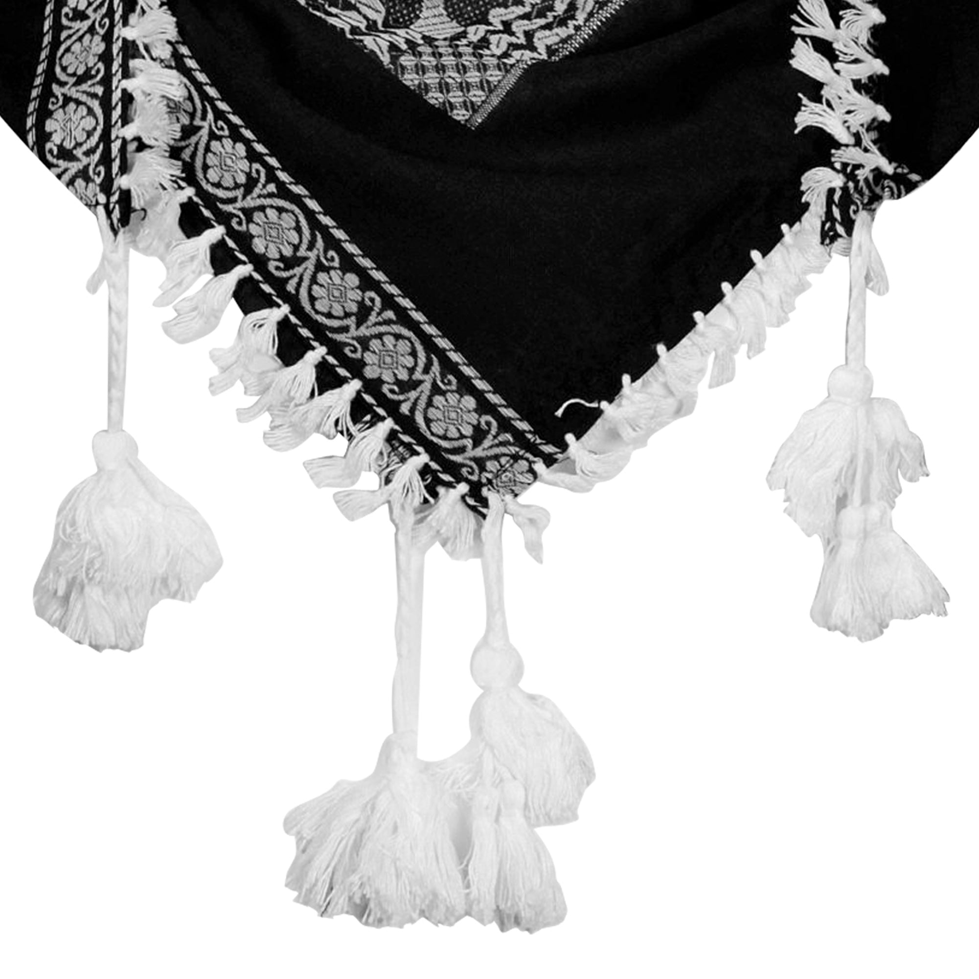White and Black Large Palm Tree Fashion Shemagh Tactical Desert Scarf Keffiyeh - Hijaz