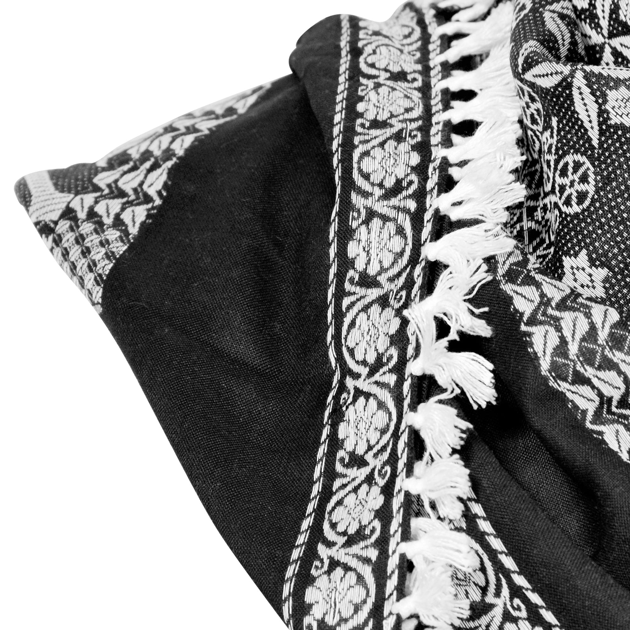 White and Black Large Palm Tree Fashion Shemagh Tactical Desert Scarf Keffiyeh - Hijaz